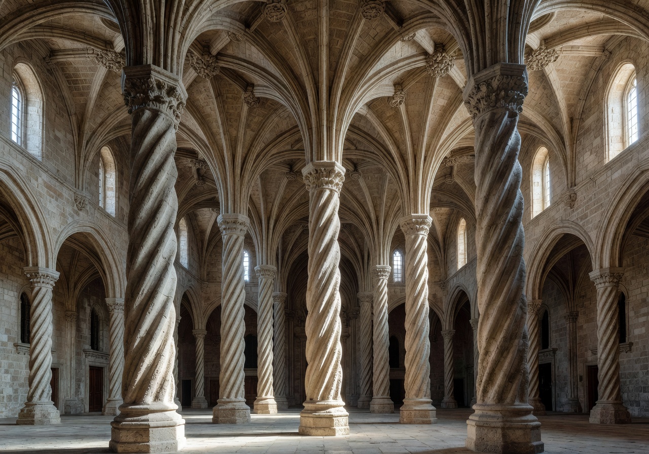 La Lonja de la Seda Gothic silk exchange building in Valencia with twisted stone columns
